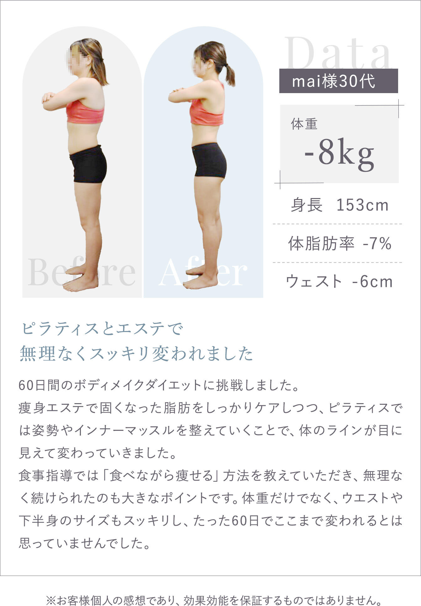 ピラティスとエステで無理なくスッキリ変われました