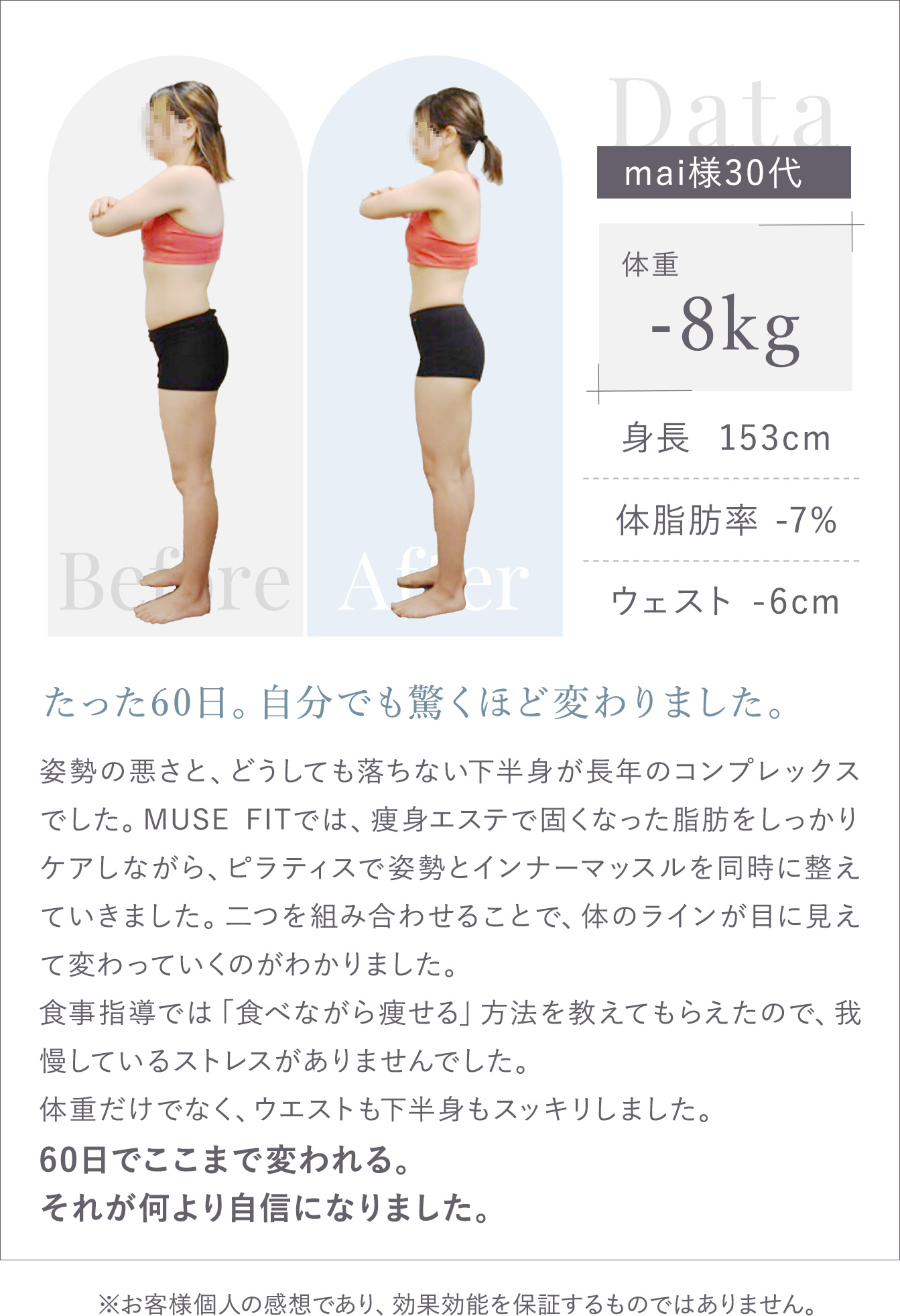 ピラティスとエステで無理なくスッキリ変われました